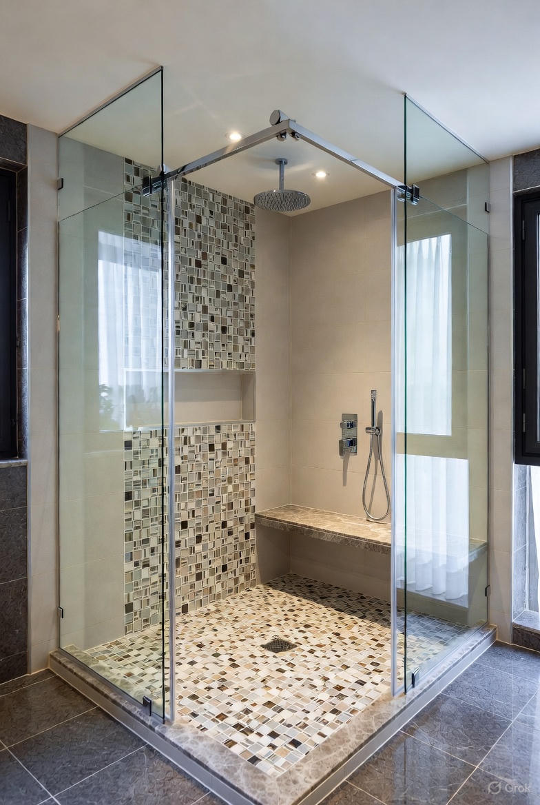 Luxury frameless walk-in shower